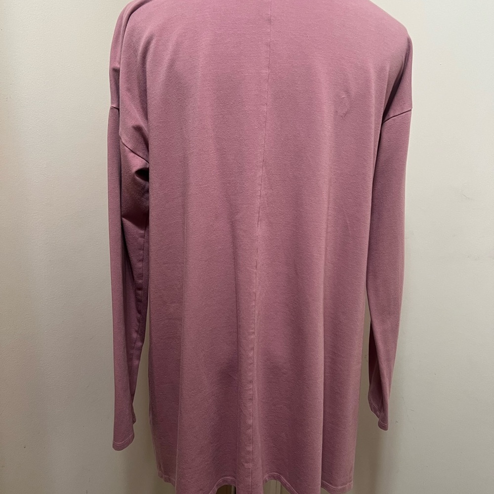 Eileen Fisher Woman PM Organic Cotton Stretch Jersey Tee Top Pink - Picture 3 of 6